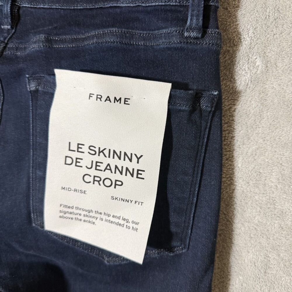 NWT FRAME Le Skinny de Jeanne Crop Jeans Mid Rise Sz 28 Dark Blue Organic Cotton